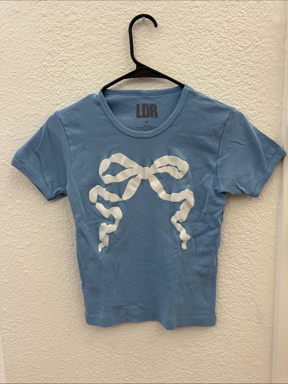 Lana Del Rey Crop Tee with White Bow Graphic